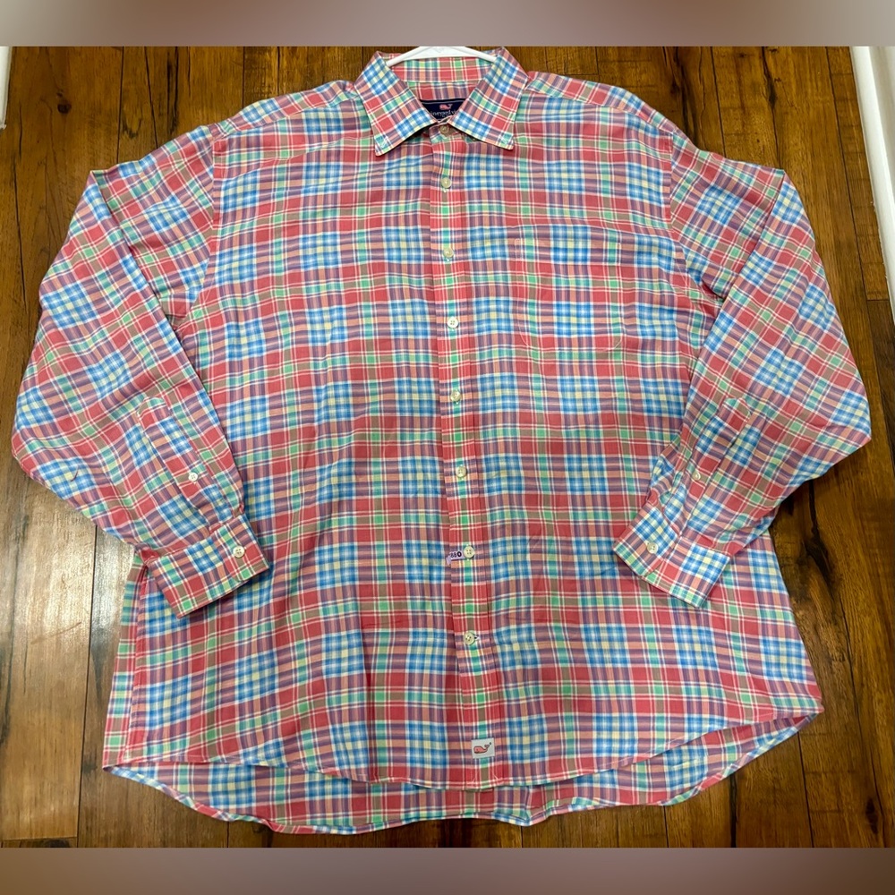 Vineyard Vines Easter Plaid Button Down Murray Shirt Spring Preppy Cotton XL